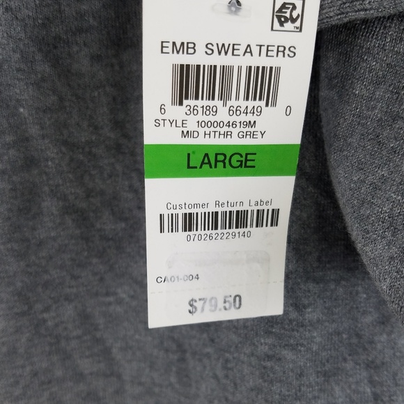 NWT Charter Club Size L Grey Solid Sweater - Picture 2 of 6